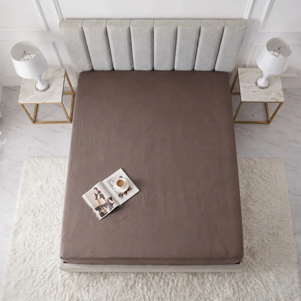 Solid Chocolate Brown Micro Cotton Mattress Cover — With Zipper