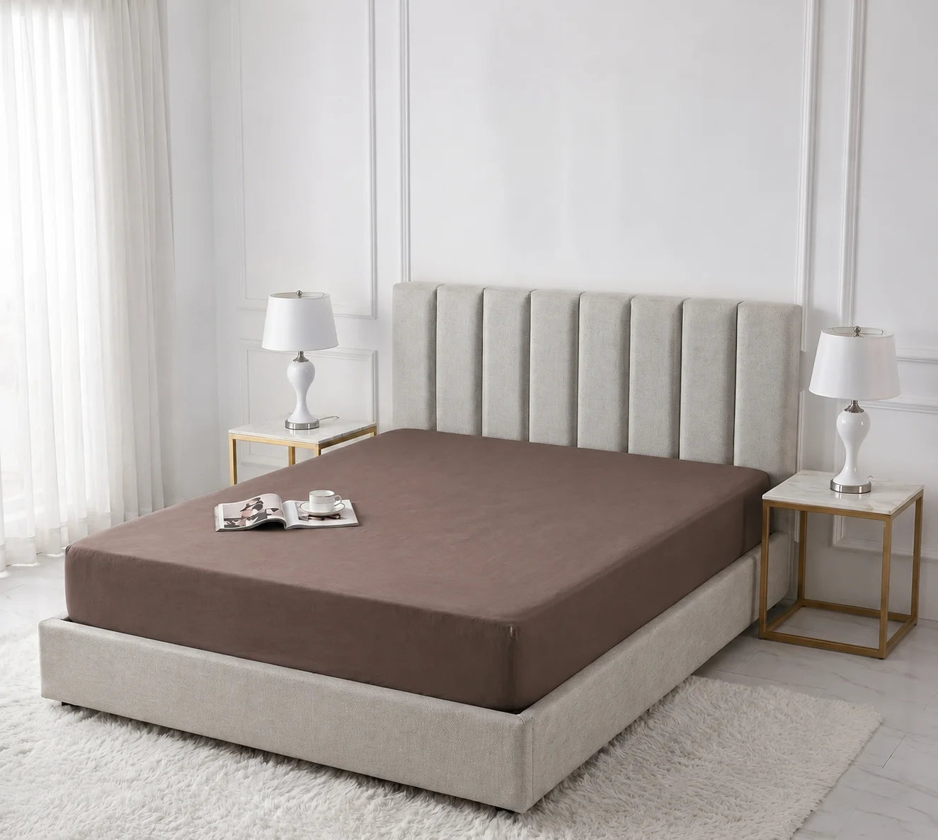 Solid Chocolate Brown Micro Cotton Mattress Cover — With Zipper