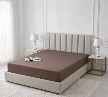 Solid Chocolate Brown Micro Cotton Mattress Cover — With Zipper