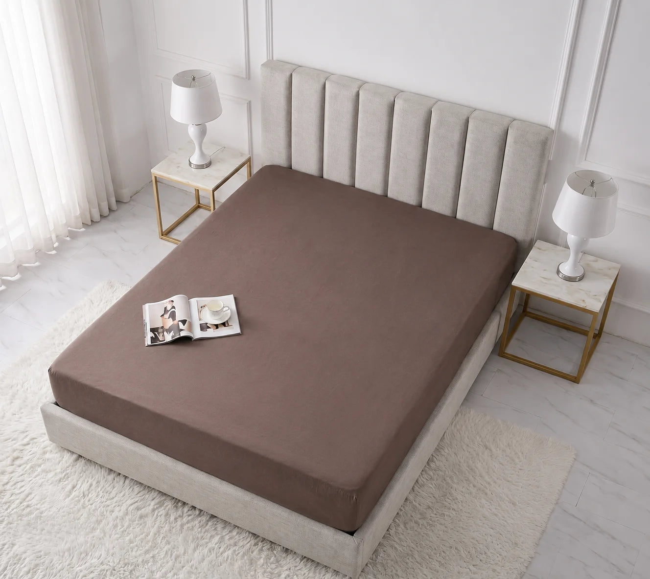 Solid Chocolate Brown Micro Cotton Mattress Cover — With Zipper