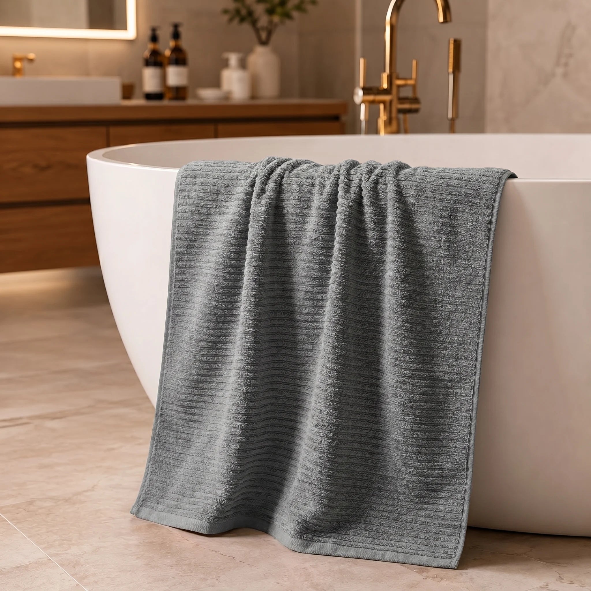 Solid Grey Cotton Bath Towel — Modern, Sophisticated & Serene