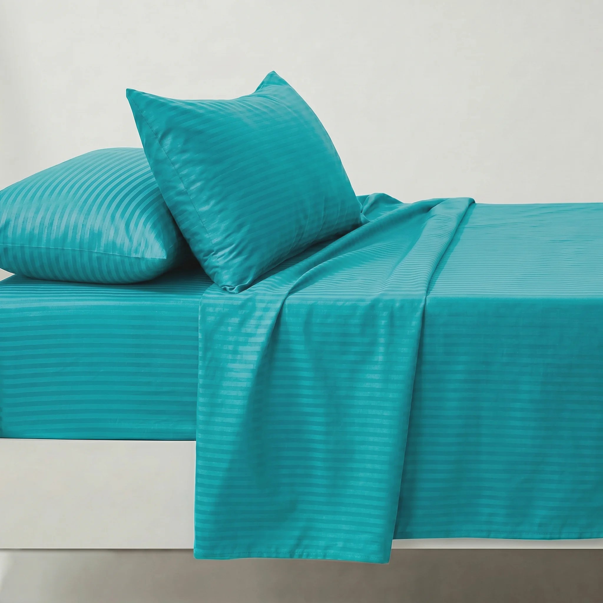 Teal Turquoise Dyed Stripe Bedsheet Set