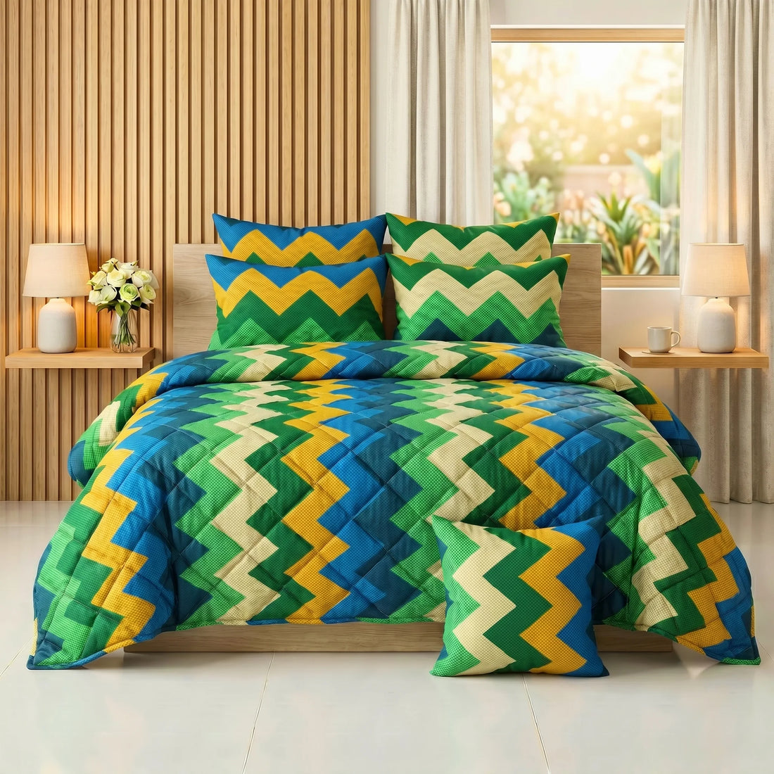 Vibrant Chevron Comforter Set — Printed