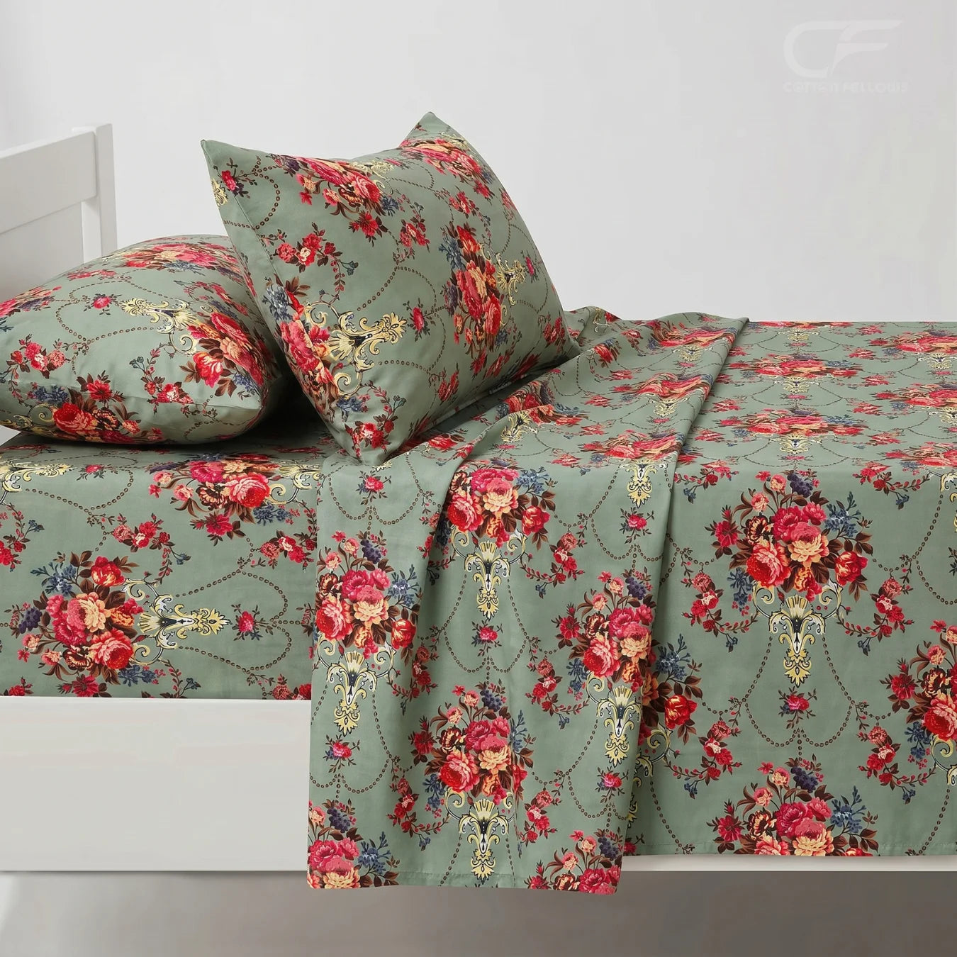 Vintage Rose Garden Printed Bedsheet Set