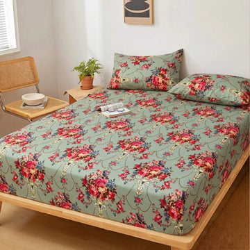 Vintage Sage Bouquet Printed Fitted Sheet